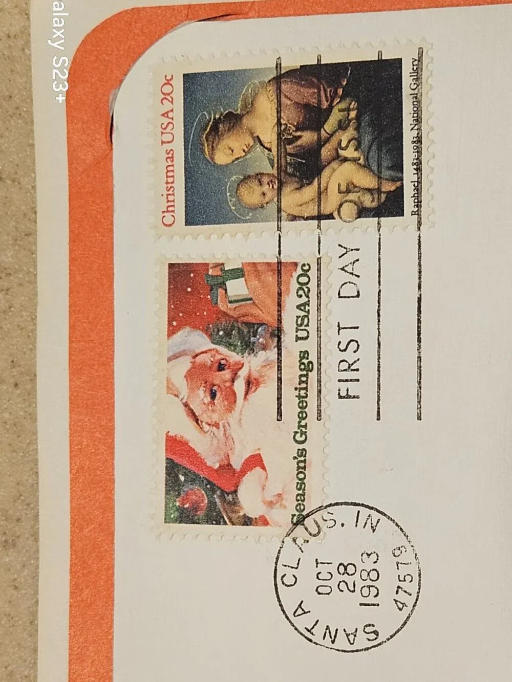 RARE COLLECTIBLE USPS 1ST DAY ISSUE COVER CHRISTMAS 1983 SEASONS GREETINGS STAMP